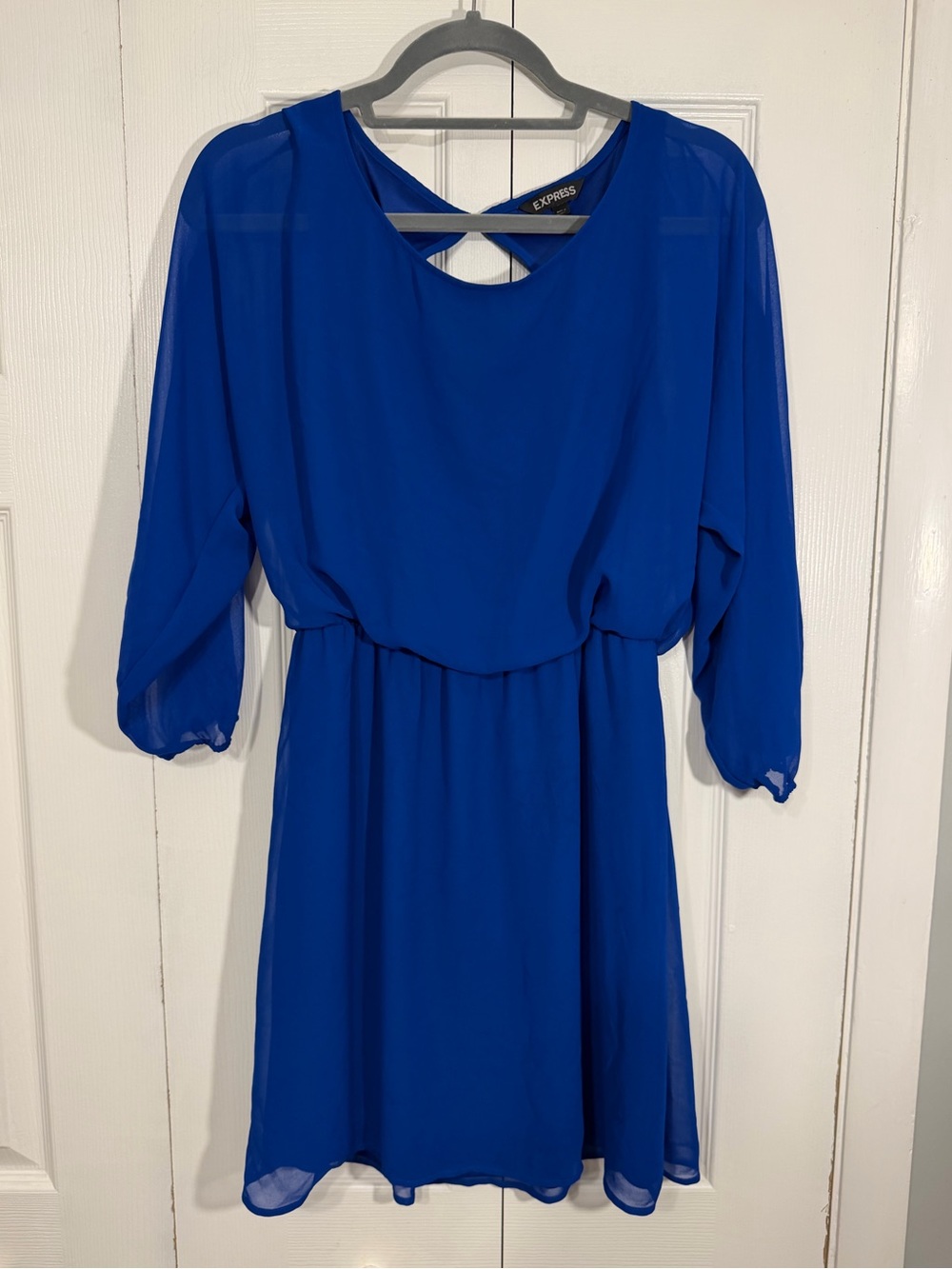 Express Keyhole Back Chiffon Dress Medium Blue